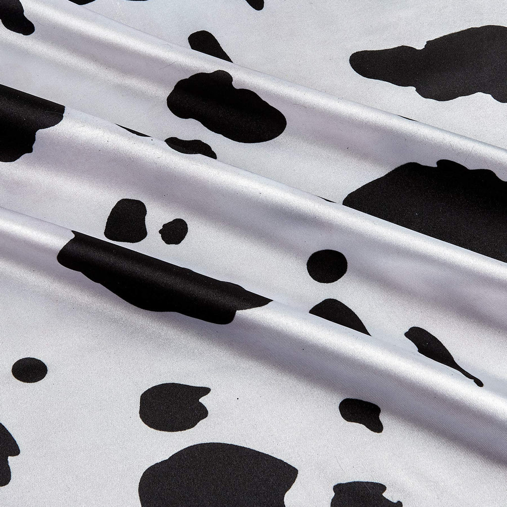 Charmeuse Satin Cow White/Black, Fabric by the Yard