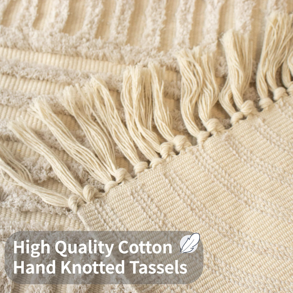Boho Bathroom Rugs with Tassels 2'x3' Cute Bath Mat
