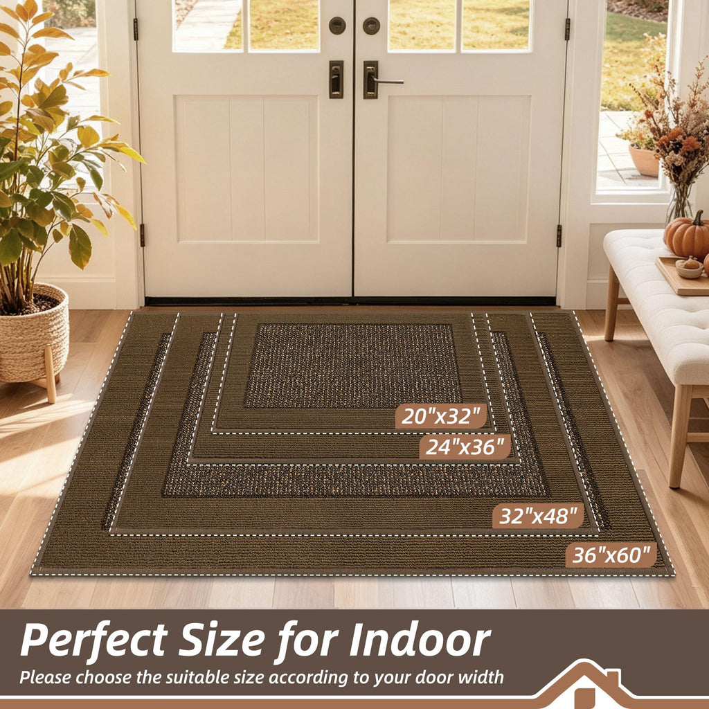Indoor Door Mat 20" x 32", Dirt Trapper Door Mats, Brown