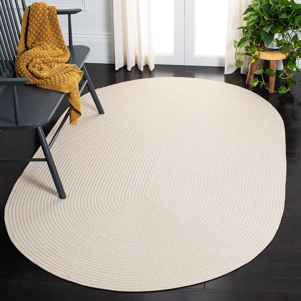 Braided Indoor/Outdoor Oval Rug 4x6, Ivory & Beige BRD315B