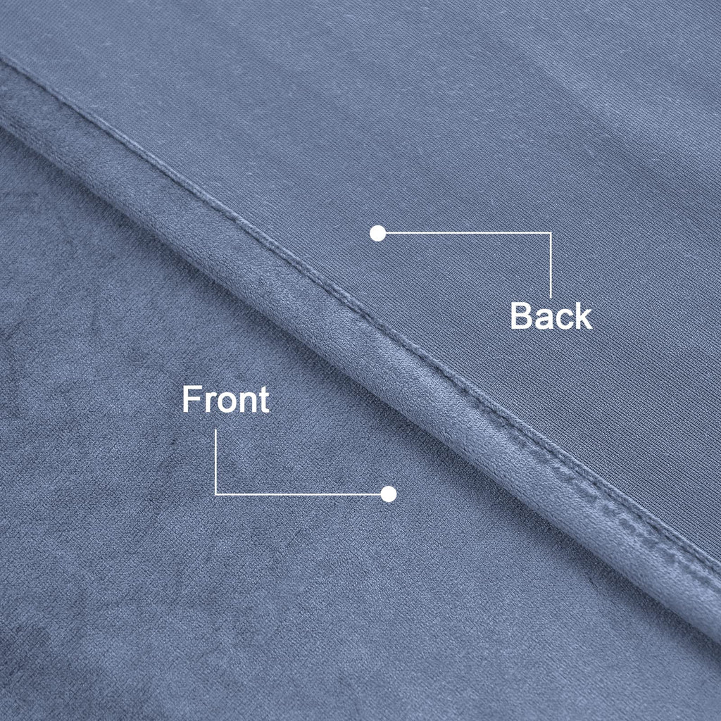 Stone Blue Velvet Curtains 95 inch Long Heavyweight Blackout Curtains Rod Pocket Thermal Insulated Darkening Window