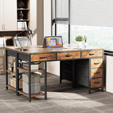 Computer Desk with 6 Drawers, Office Desk with Shelves, Reversible Gaming Desk, Corner Desk with Storage, Work, Study