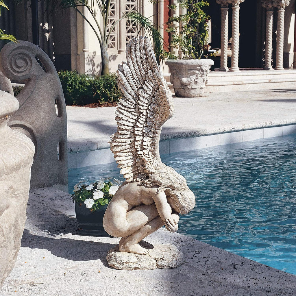 Remembrance and Redemption Angel Religious Indoor/Outdoor Garden Statue, From Base to Top of the Wings Nearly 3 feet