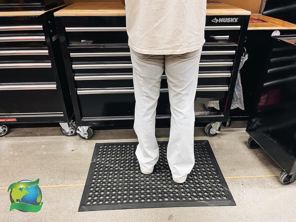 Anti Fatigue Mats Floor, Rubber Bar Mat, Non Slip Commercial Floor Mat with Drainage Holes, Indoor Outdoor Rubber Mat