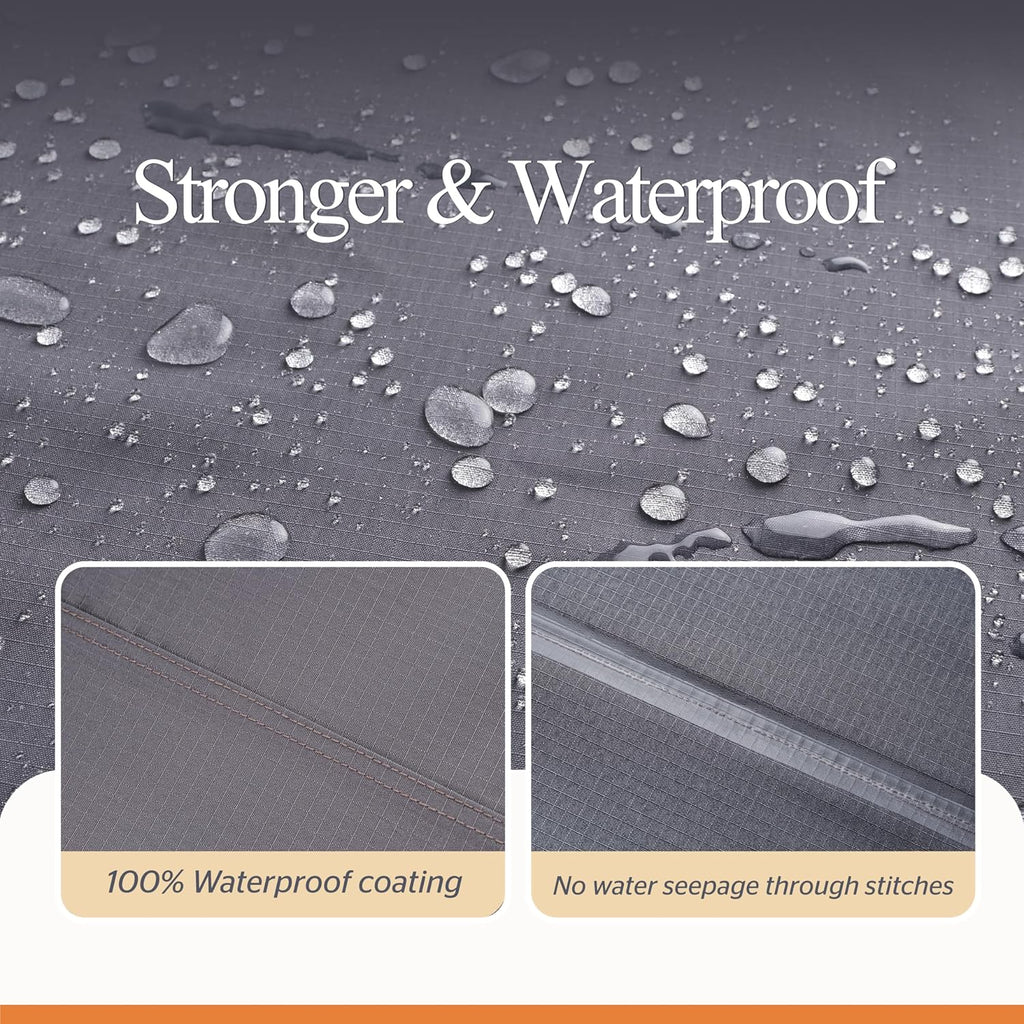 Heavy-Duty Patio Furniture Cover, Gray, 96" x 64" x 31" | Waterproof & Windproof, For Rectangle Table and Chairs