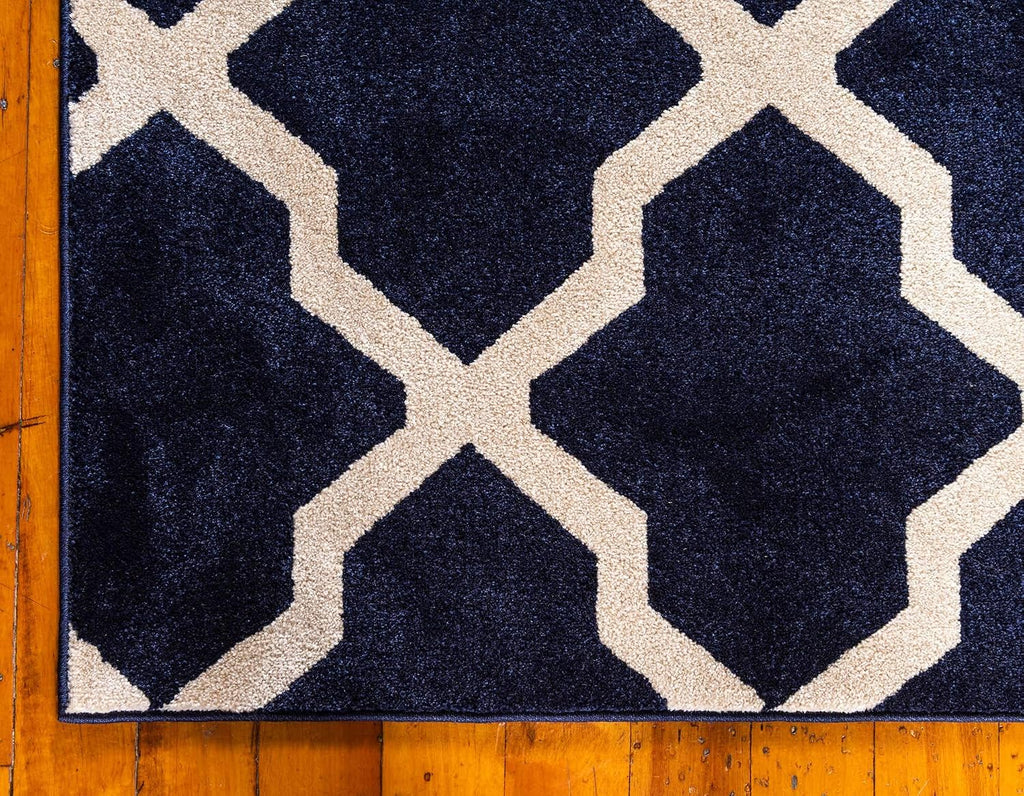 Trellis Collection Area Rug - San Antonio Rectangle, Navy Blue/ Beige)