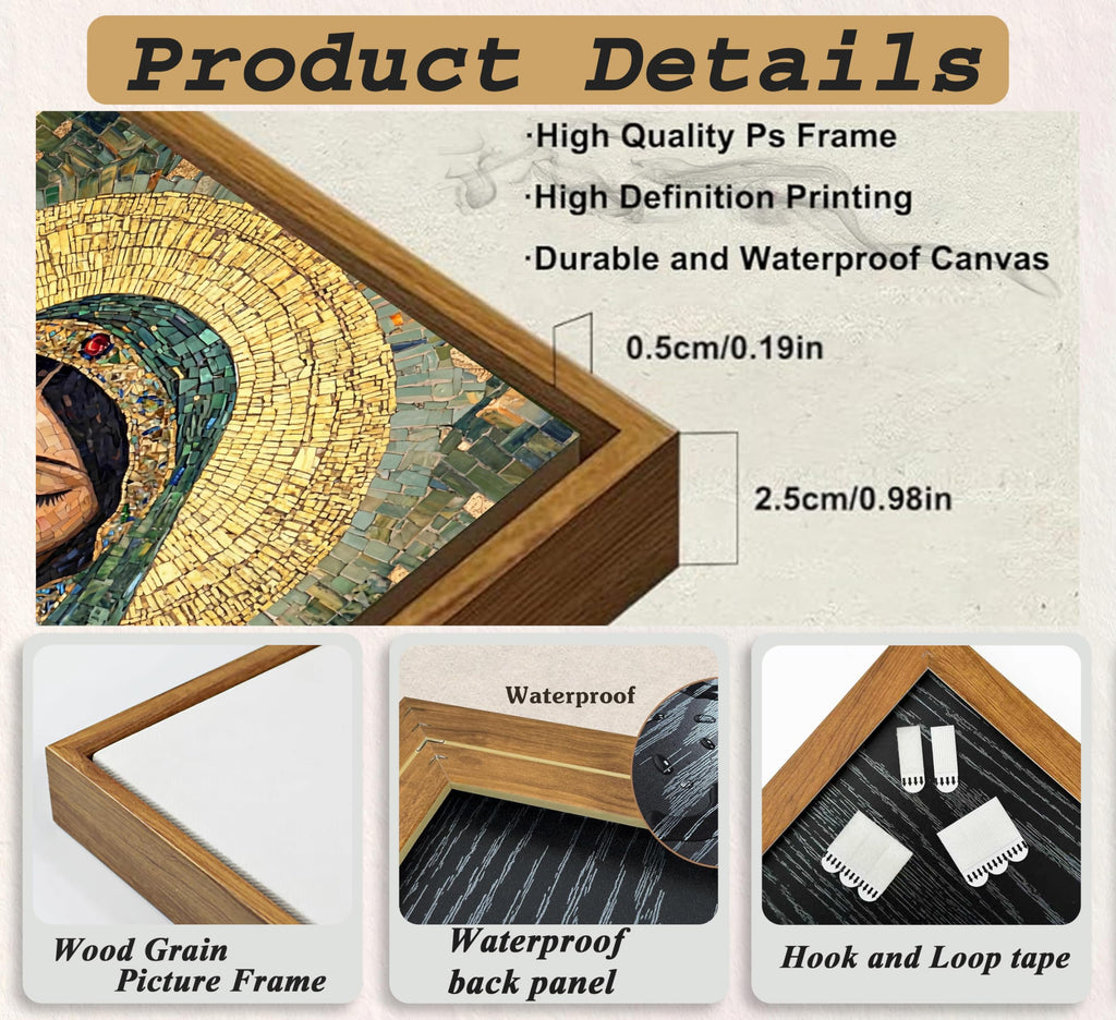 Framed Blessed Mother Wall Art, Virgin Mary Catholic Painting Canvas Prints, Our Lady of Guadalupe Portrait Picture
