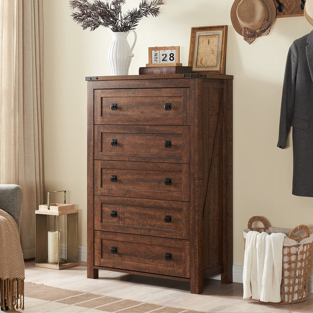 48" Tall Farmhouse 5-Drawer, Reclaimed Barnwood