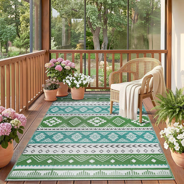 Outdoor Rug Waterproof Reversible Plastic Straw Patio Camping Rug, Portable Indoor Outdoor RV Mat Carpet for