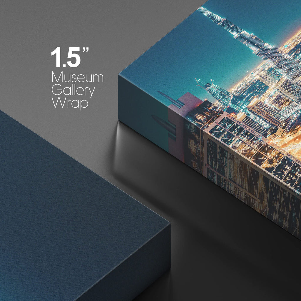 Canvas Print Wall Dubai Business Bay & Burj Khalifa Architecture Cityscape Photography Realism Rustic Scenic
