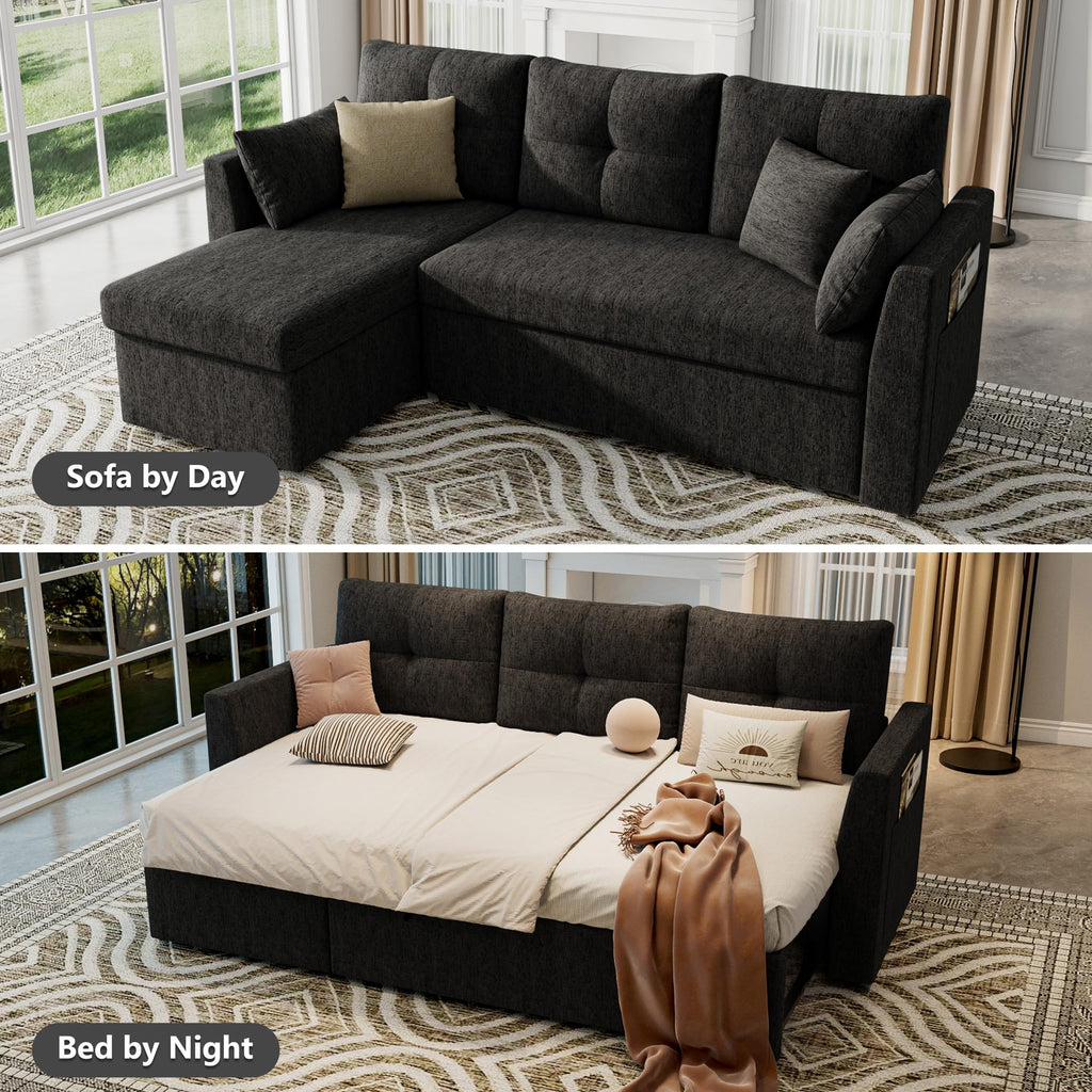 Sleeper Sofa Couch, Sectional Sofa Bed, Black