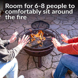 Cosmic 30-Inch Patio Fire Pit for Outside - Outdoor Wood-Burning Fire Pit with Grill Grate, Spark Screen, and Log Poker