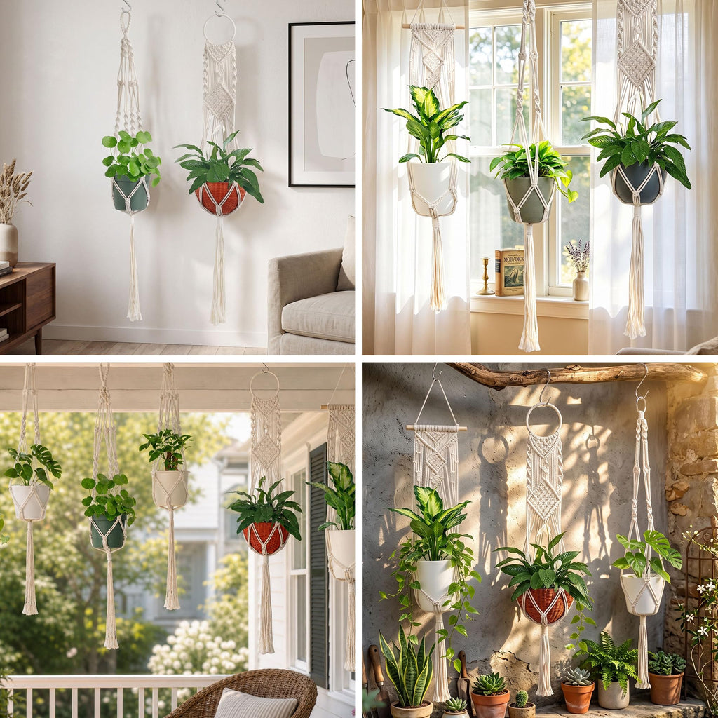 6 Pack Macrame Plant Hangers, Hanging Planters for Indoor Plants