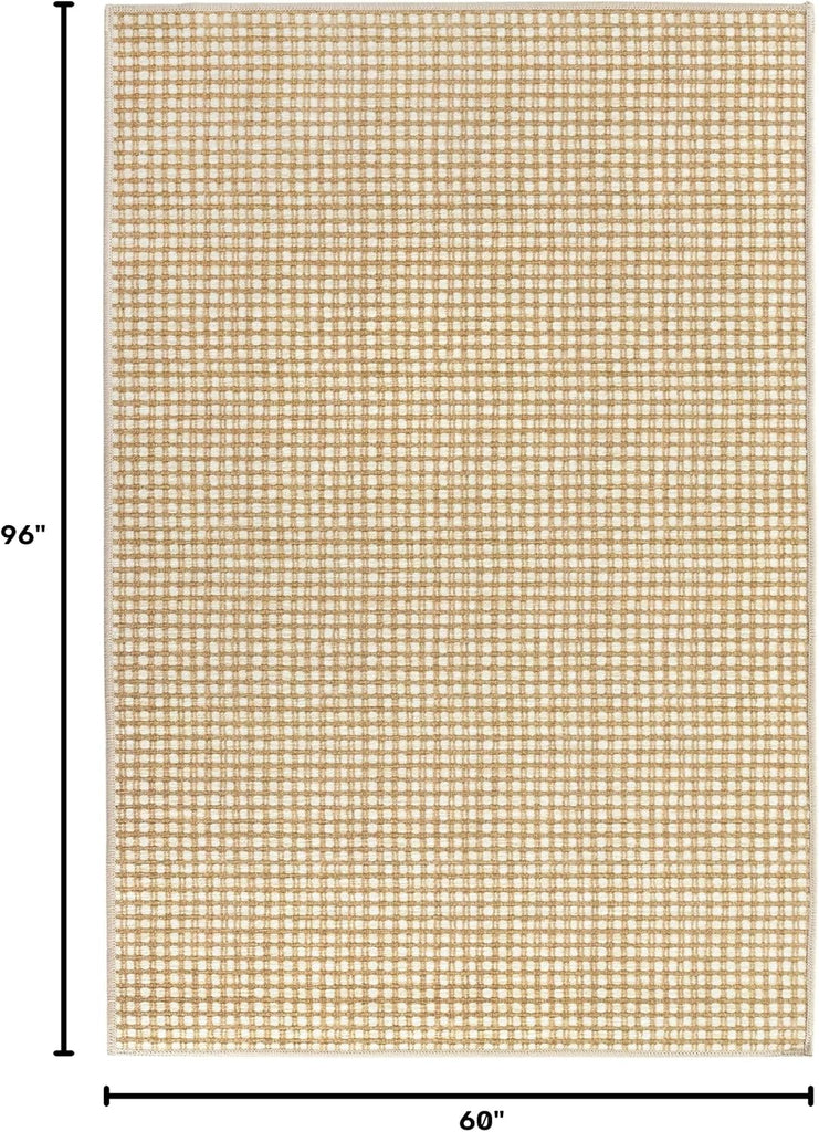 Hartley Natural Plaid Washable Rug