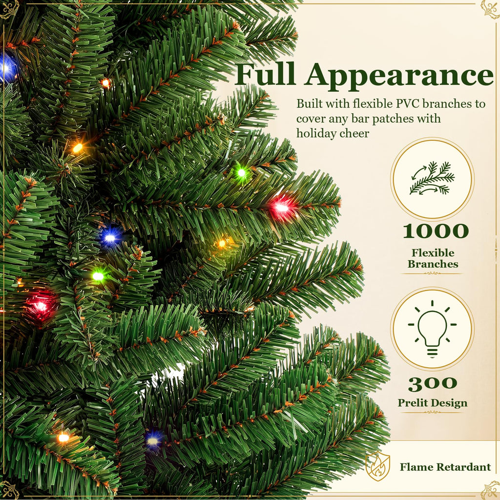 6 ft Pre-Lit Christmas Tree w/Twinkle Multicolor Lights, Remote Control