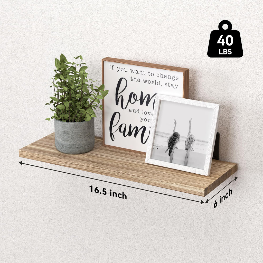 Floating Shelves Set of 6 for Wall Decor & Storage, Rustic Brown