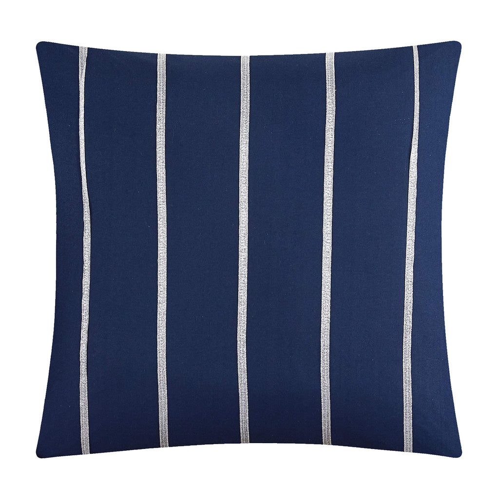 Navy King Comforter Set, Jacquard Bedding, Leaves 7 Pieces Bed Set, Comforters, Bedskirt, Pillows & Shams, Home Decor