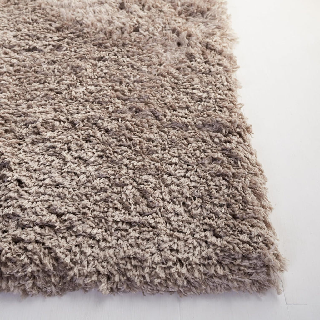 Polar Shag Collection Area Rug - 3' Square, Mushroom, Solid Glam Design, Non-Shedding & Easy Care, 3-inch Thick Ideal