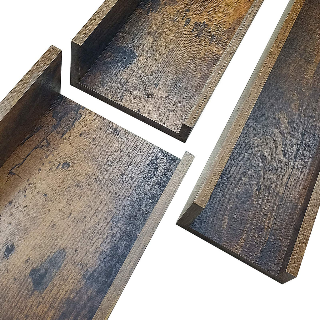 47 Inch Long Floating Shelves for Wall, Rustic Picture Ledge Large Shelf Bedroom Bathroom Kitchen, Set of 3 Different