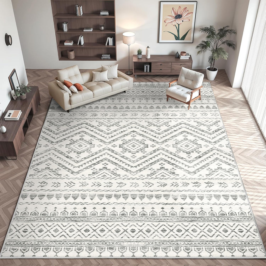8x10 Area Rug for Living Room Moroccan Washable Rugs Non Slip Indoor Floor Carpet Foldable Large Soft Area Rug for