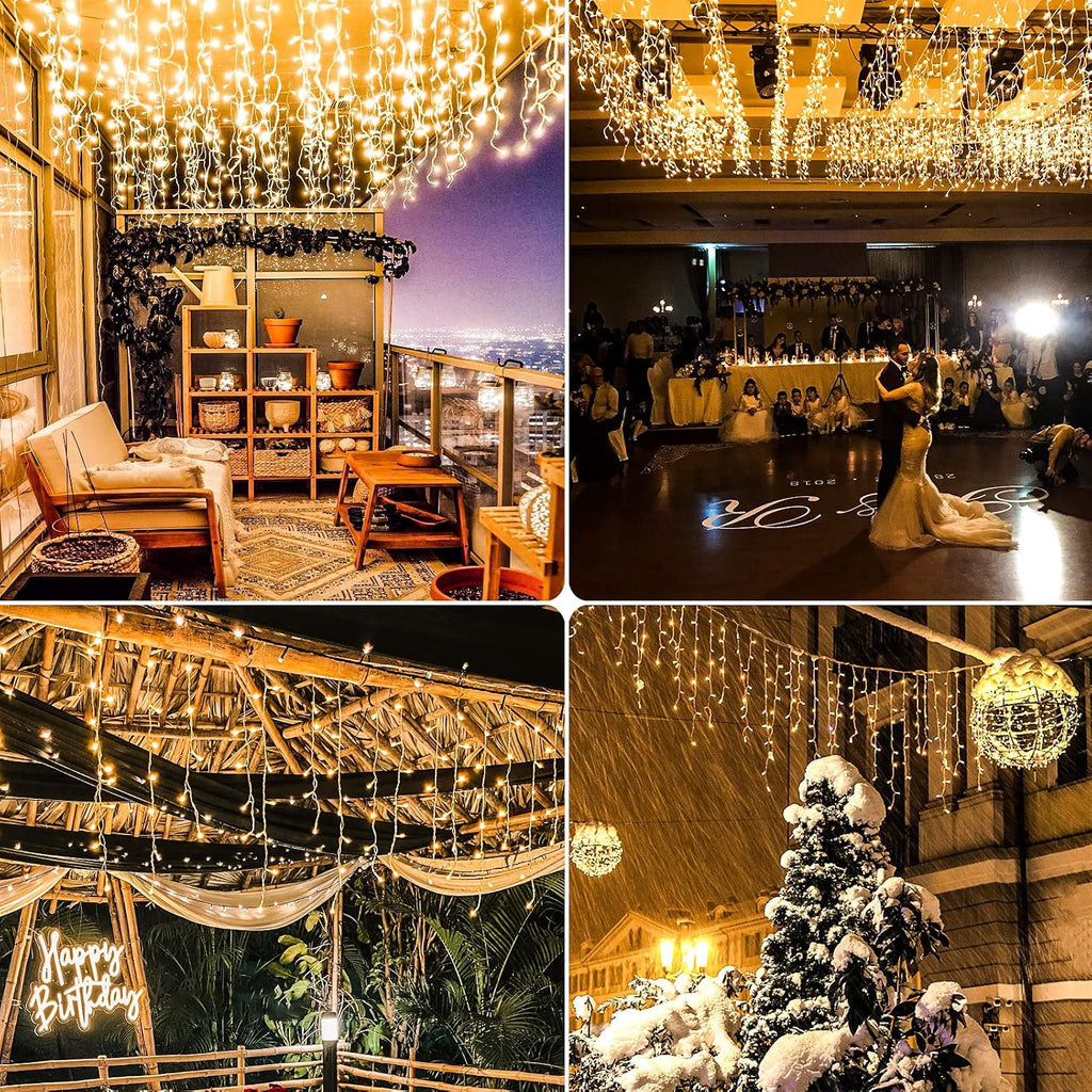Icicle Lights for Outside 33FT 400 LED Warm White Christmas Lights