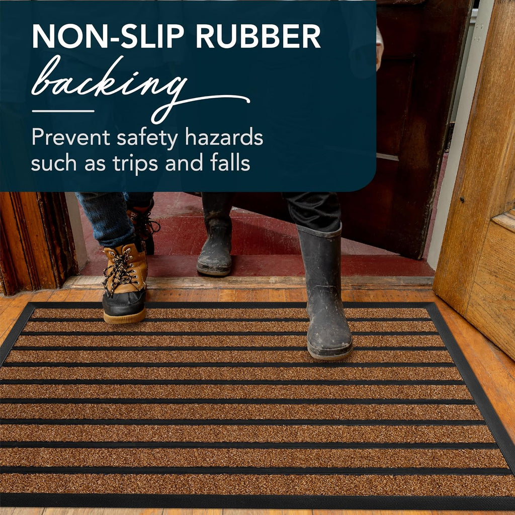 Extra Door Mat Outside Entrance (36" x 24", Bright Brown) | Dirt Trapping, Non-Slip Backing, Indoor or Outdoor Use