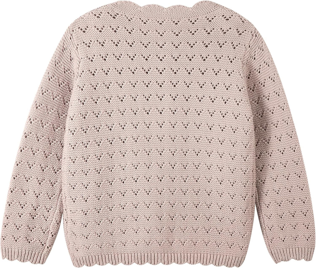 Baby Girl Sweater Knit Toddler Cardigan Long Sleeve Button Up Hollow Crochet Sweater