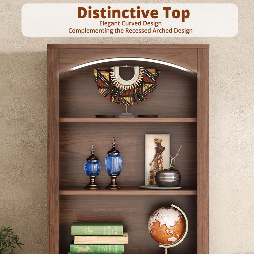 Book Shelf and Bookcases with Doors & Cabinet, Walnut Brown