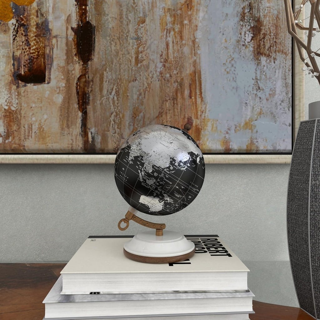 Plastic World Map Globe, Globe 5" x 5" x 7", Black