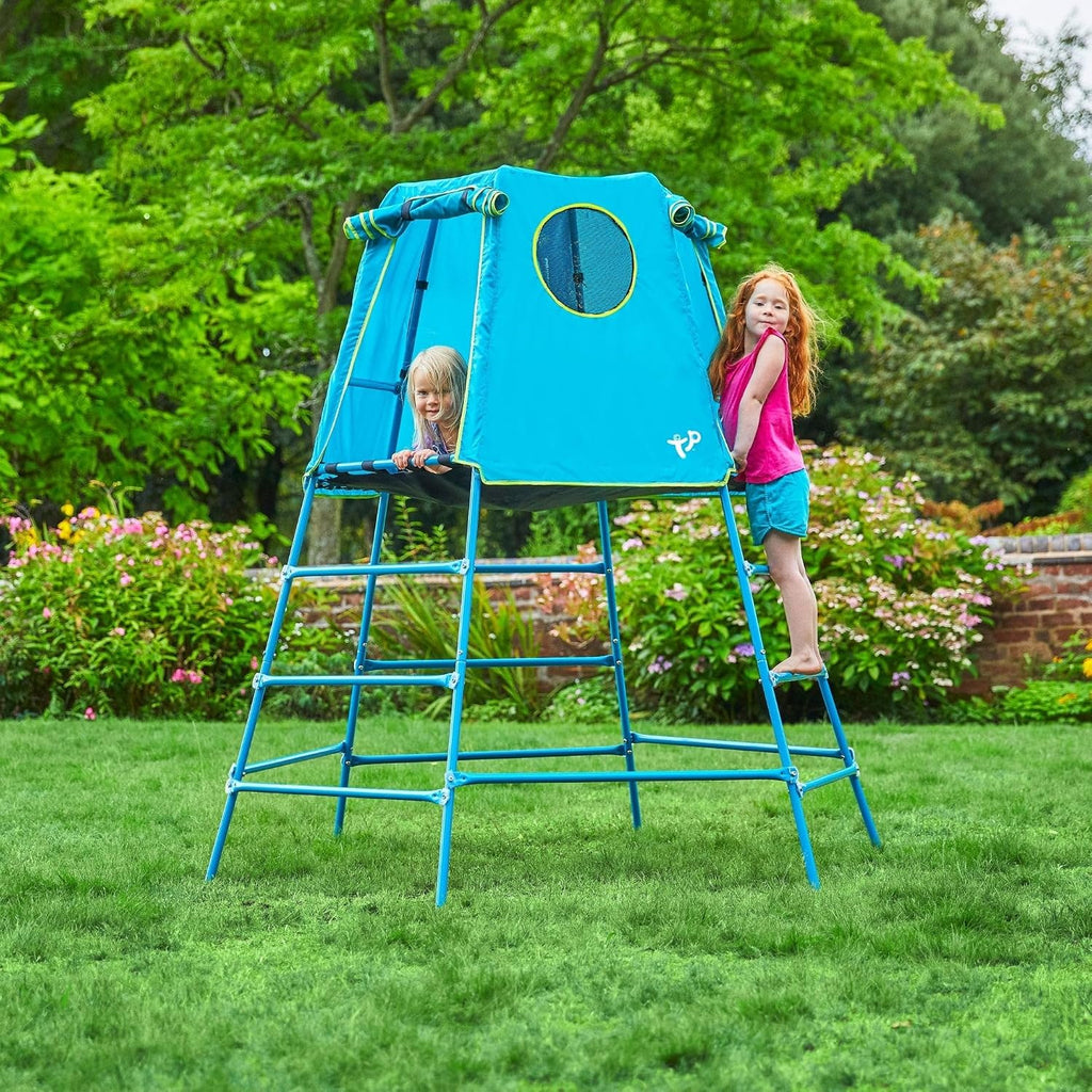 Explorer 2 Jungle Gym Climbing Set with Adjustable Steel Frame, Weather-Resistant Canopy & Platform, Outdoor Playset