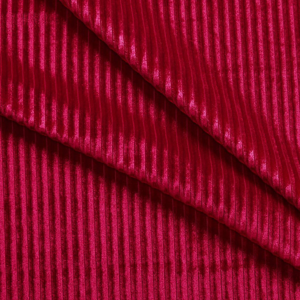 Red Pleated Velvet Stretch Fabric by The Yard, 1 Yard