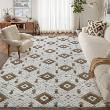 8x10 Brown Shag Area Rug Soft Washable Carpet