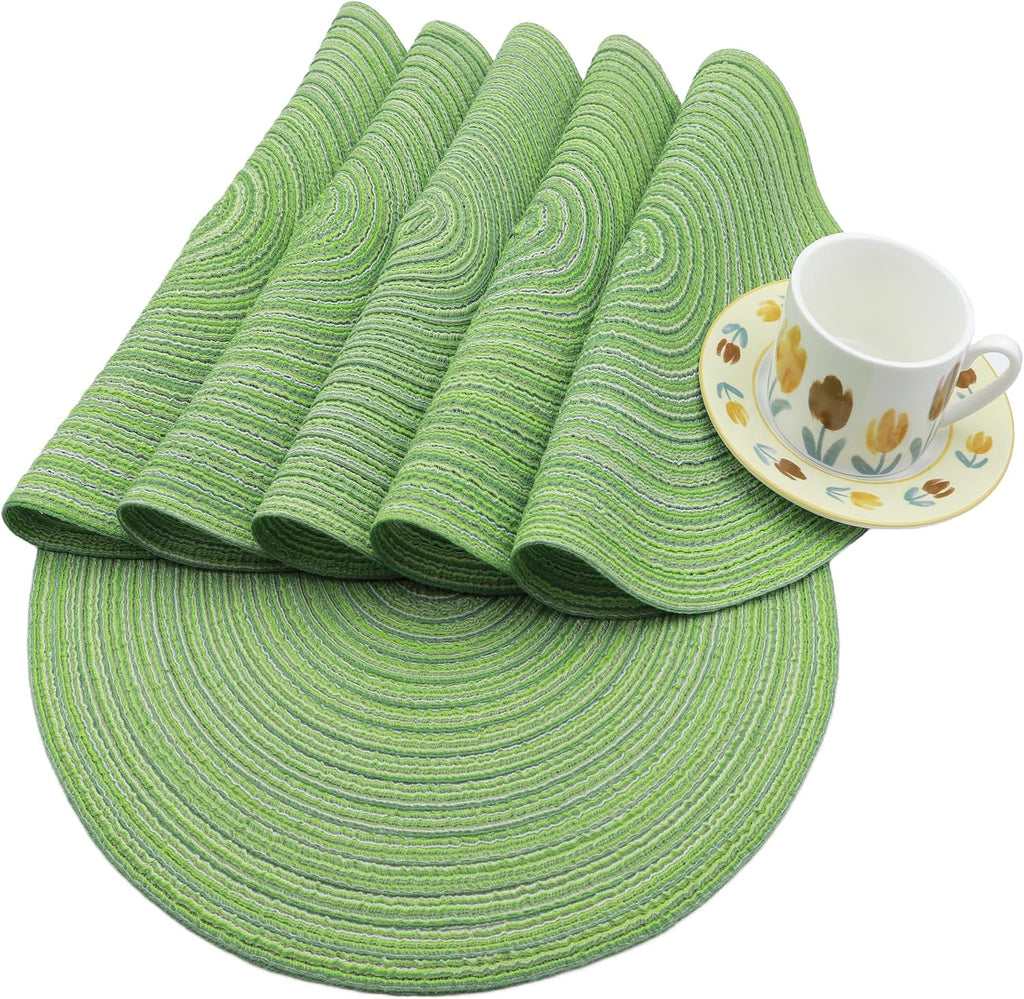 Round Placemats Braided Dining Table Kitchen Decor Mets - Set of 6