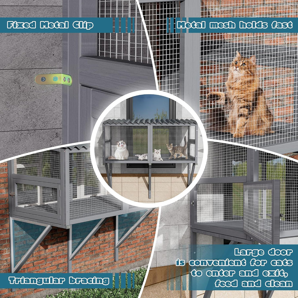 Catio Cat Window Perch Outdoor, Cat Window Enclosure for Indoor Cats