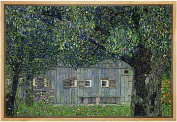Framed Canvas Print Wall Art Upper Austrian Farmhouse by Gustav Klimt Nature Wilderness Illustrations Retro