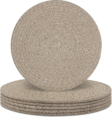 Round Placemats, Cotton Rope Woven Table Mats, Hot Pads, Non Slip Heat Resistant Place Mats, 13 Inches - Set of 6
