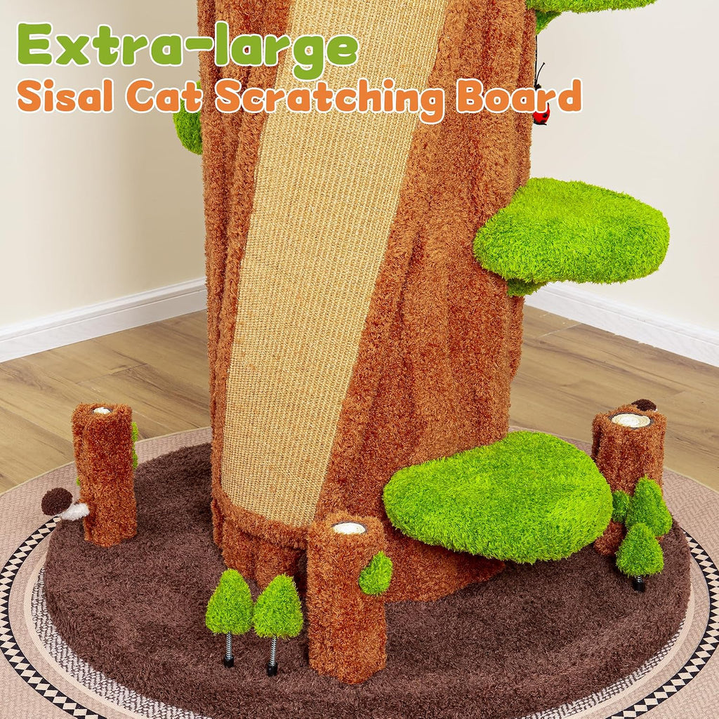90.5-Inch Luxury Cat Tree for Large Cats, Heavy-Duty Multi-Level Cat Tower with 6 Condos, Washable Cushions and Sisal