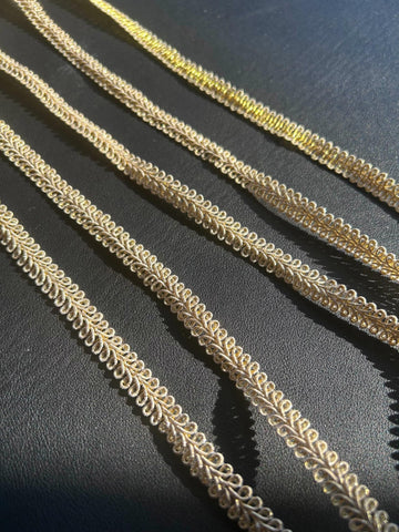 Gold Braid Lace Trim 0.4 Inch Gimp Braid Trim for Wedding Bridal Costume Sewing DIY Crafts Clothing - 10 Yards