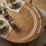 47.24" Oval Dining Table for 4, Small Kitchen Table with Pedestal Base, Space Saving Farmhouse Wood Dinner Table for