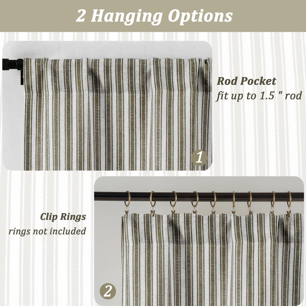Striped Valances for Windows 14 inch, Chocolate, 2 Pieces