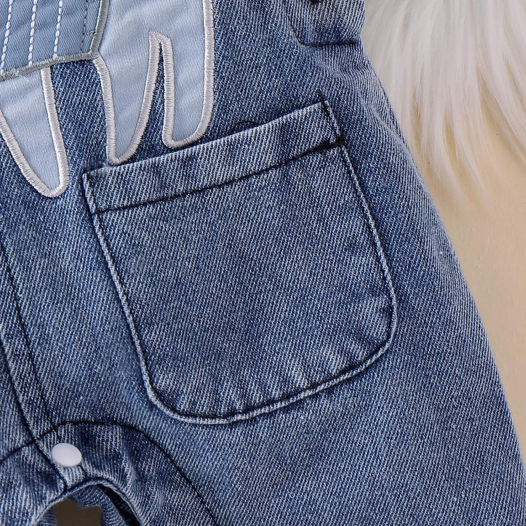 Baby Boy Clothes Fall Winter Outfits Long Sleeve Striped Romper Cute Cartoon Jeans Overalls Pants Set