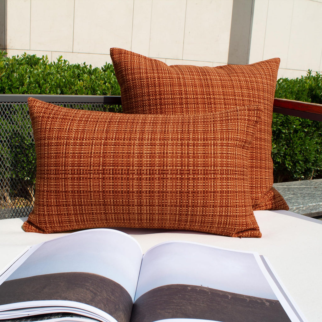 Outdoor Waterproof 16"x16" Pillow Covers 2 Pack, Burnt Orange