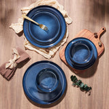 Dinnerware Sets for 4, 12-Piece Stoneware Plates and Bowls Set, Ceramic Dishes Reactive Glaze Dinning Ware