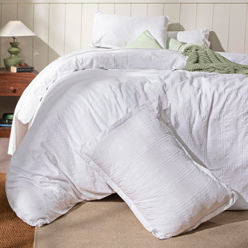 100% Cotton Waffle Duvet Cover, Bright White