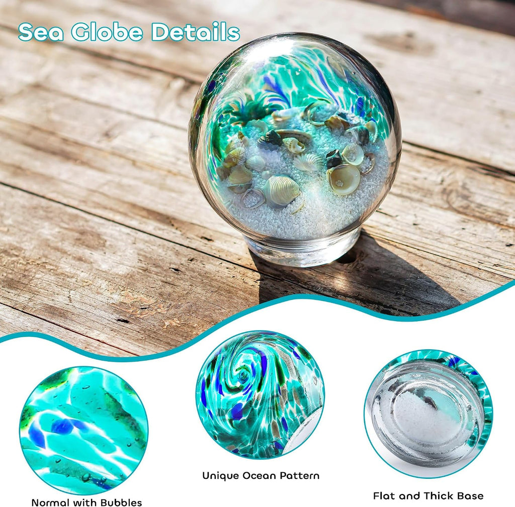 4'' Sea Globe Hand Blown Art Glass Decor