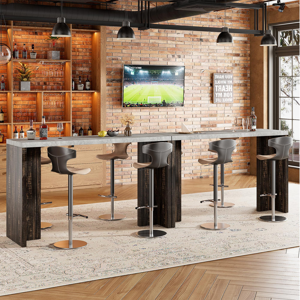 Bar Table for 4-6 People - 55" Long Counter Height Pub with Extra Thickened Tabletop, Modern Rectangular Home Bar