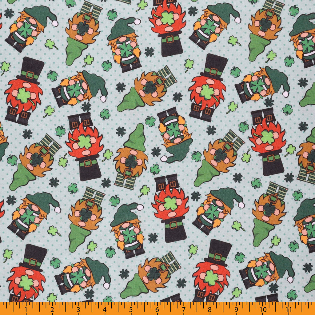 St Patrick's Cotton Fabric, Gnomes Cut by The Yard