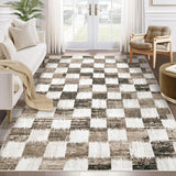 Checkered Area Rugs, Black and White Washable Large Area Rug Soft Non Slip Kids Rug Neutral Modern Geometric Carpet for Living Room Bedroom Nursery Dining Room Dorm Home Office