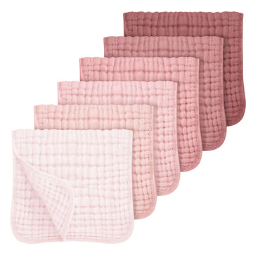 Muslin Burp Cloths Baby Girl 6 Pack - 20" x 10" - Ultra Soft & Absorbent, 6-Layer 100% Cotton for Spit Up & Drool