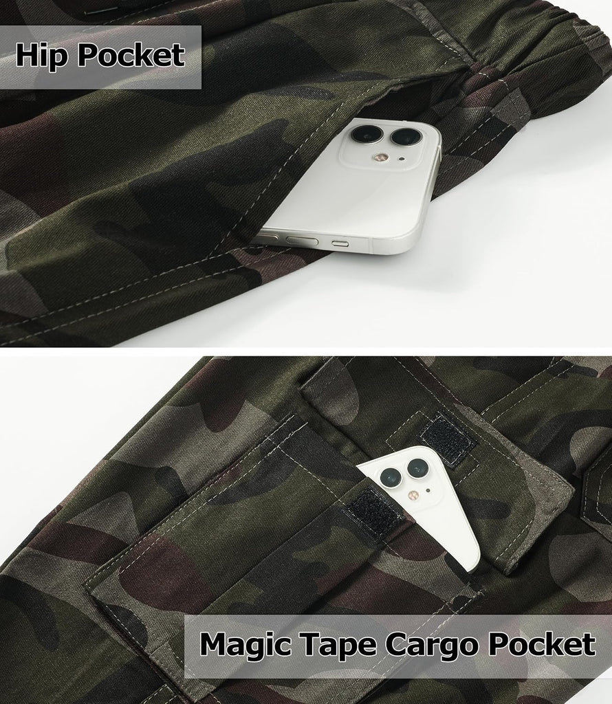 Boys Cargo Pants Cotton Elastic Waist Casual Jogger